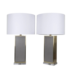 &quotGator Luxe&quot - 17&quot x 30&quot - Grey Gator Pu - Metal - Living Room Lighting