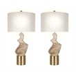 Sculptural Serenity Ceramic Table Lamp - Cream Stone & Soft Gold - Metal