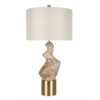 Sculptural Serenity Ceramic Table Lamp - Cream Stone & Soft Gold - Metal