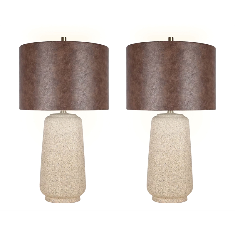 Rustic Harmony Ceramic Table Lamp - Natural Rock - Set of 2 - Metal