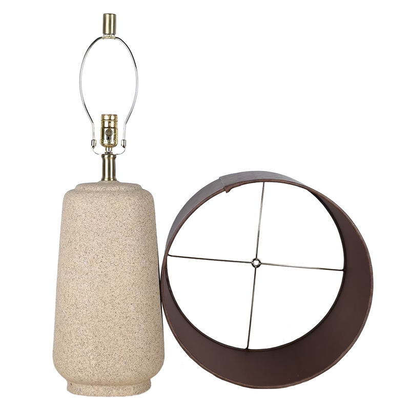 Rustic Harmony Ceramic Table Lamp - Natural Rock - Set of 2 - Metal
