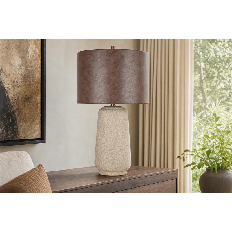 Rustic Harmony Ceramic Table Lamp - Natural Rock - Set of 2 - Metal