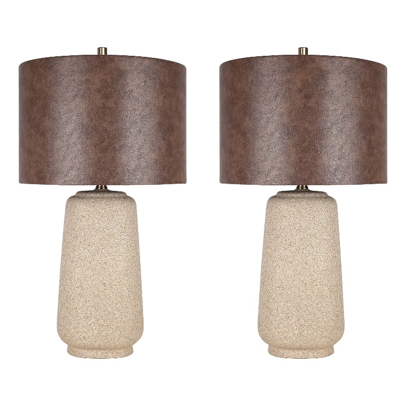 Rustic Harmony Ceramic Table Lamp - Natural Rock - Set of 2 - Metal
