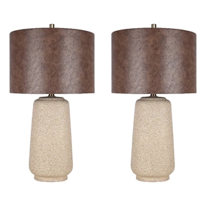 Rustic Harmony Ceramic Table Lamp - Natural Rock - Set of 2 - Metal