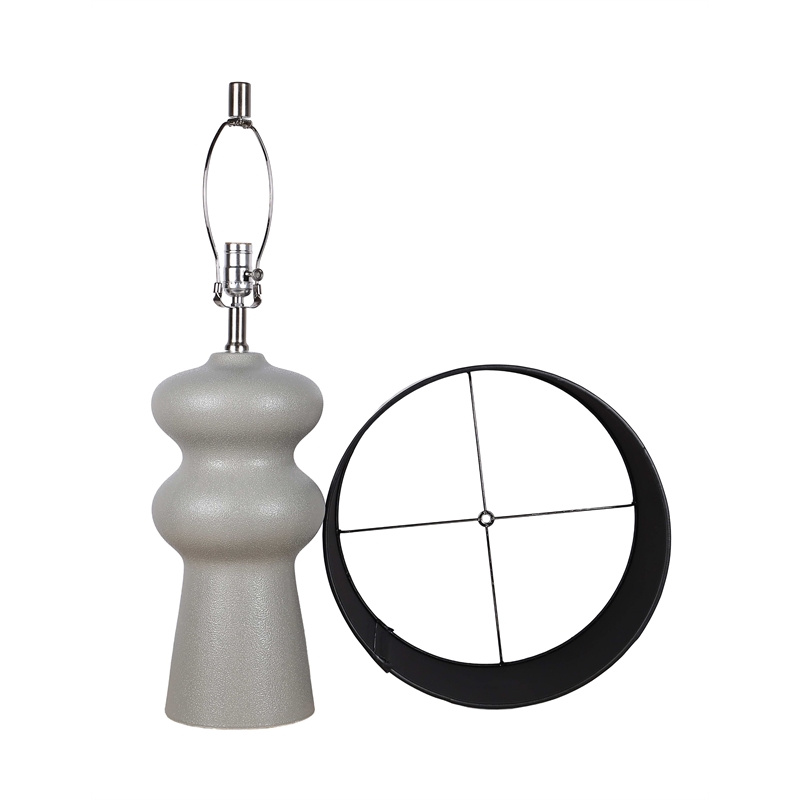 Echo Essence Ceramic Table Lamp - Textured Grey - Metal - Bedroom Lighting