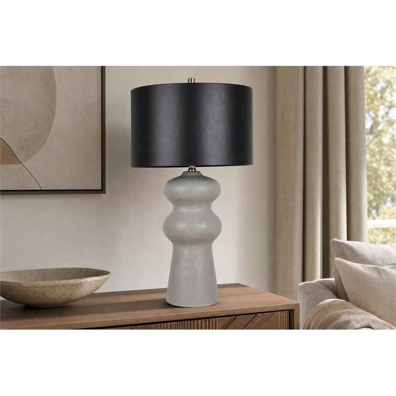 Echo Essence Ceramic Table Lamp - Textured Grey - Metal - Bedroom Lighting