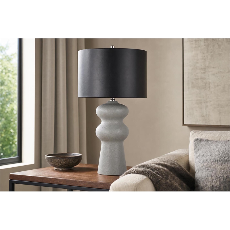 Echo Essence Ceramic Table Lamp - Textured Grey - Metal - Bedroom Lighting