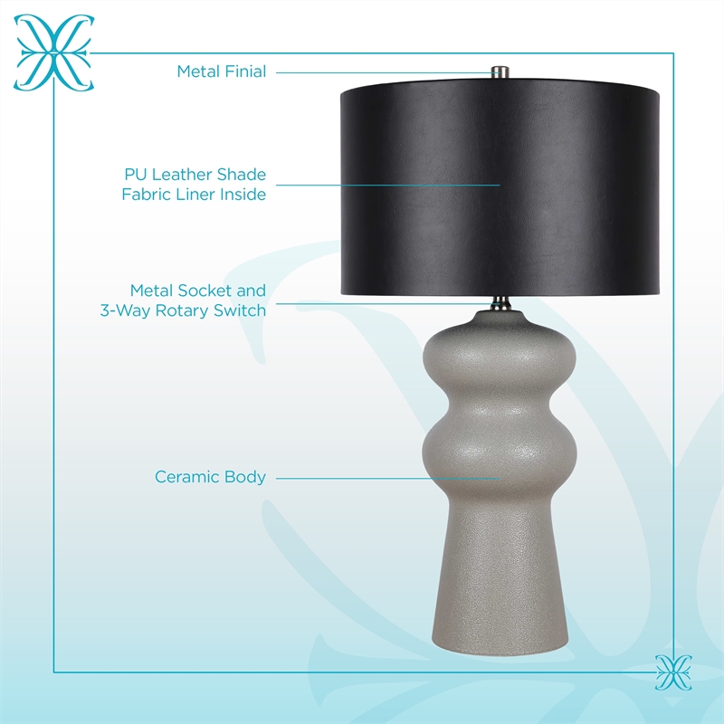 Echo Essence Ceramic Table Lamp - Textured Grey - Metal - Bedroom Lighting