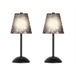 Crystal Radiance Rechargeable LED Metal Table Lamp - Matte Black & Smoke