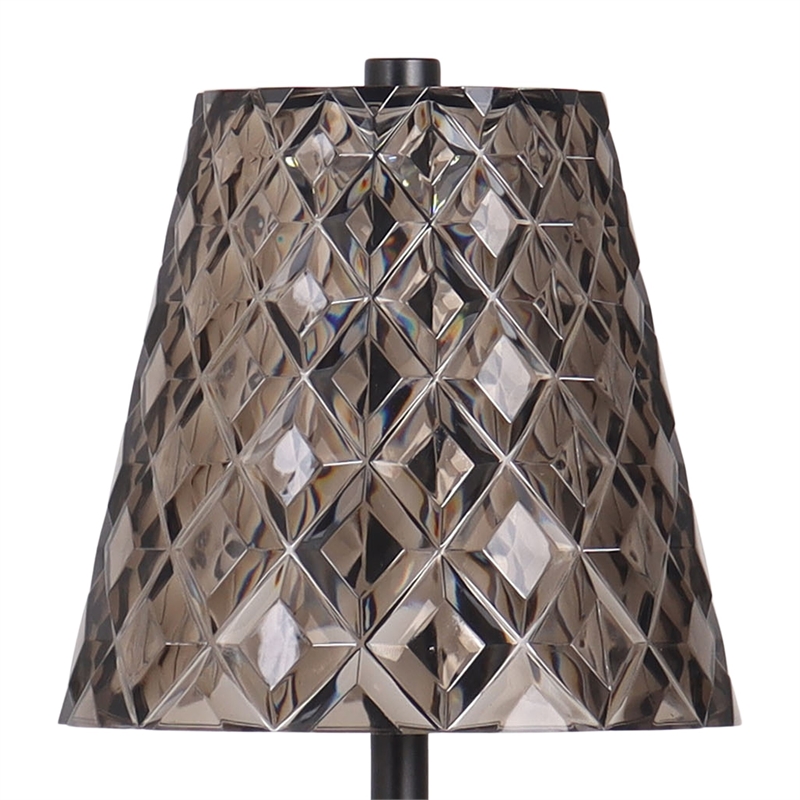 Crystal Radiance Rechargeable LED Metal Table Lamp - Matte Black & Smoke