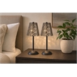 Crystal Radiance Rechargeable LED Metal Table Lamp - Matte Black & Smoke