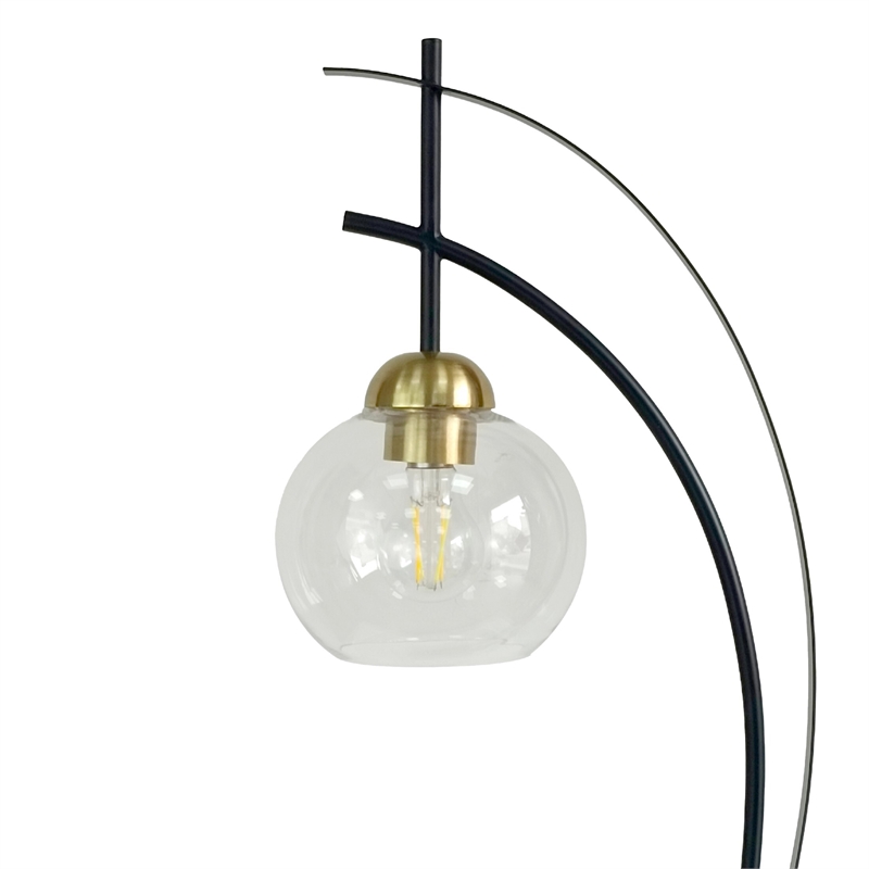 Eclipse Aura Metal Table Lamp - Matte Black & Gold - Glass Globe