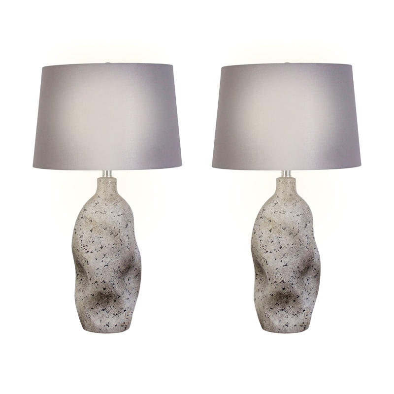 Stonehaven Elegance Ceramic Table Lamp - Natural Grey Stone - Metal