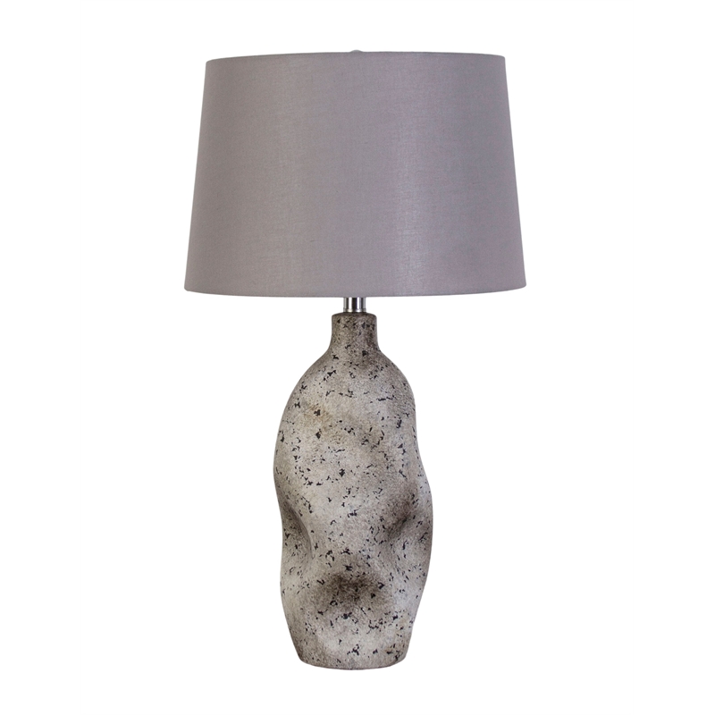 Stonehaven Elegance Ceramic Table Lamp - Natural Grey Stone - Metal