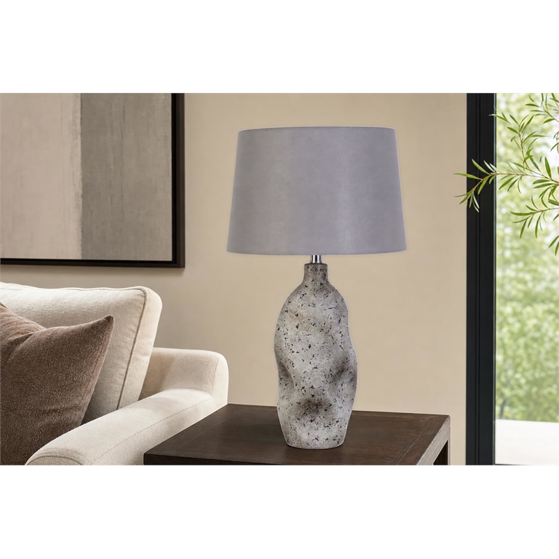 Stonehaven Elegance Ceramic Table Lamp - Natural Grey Stone - Metal