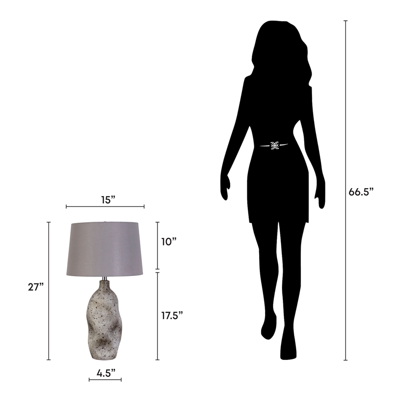 Stonehaven Elegance Ceramic Table Lamp - Natural Grey Stone - Metal