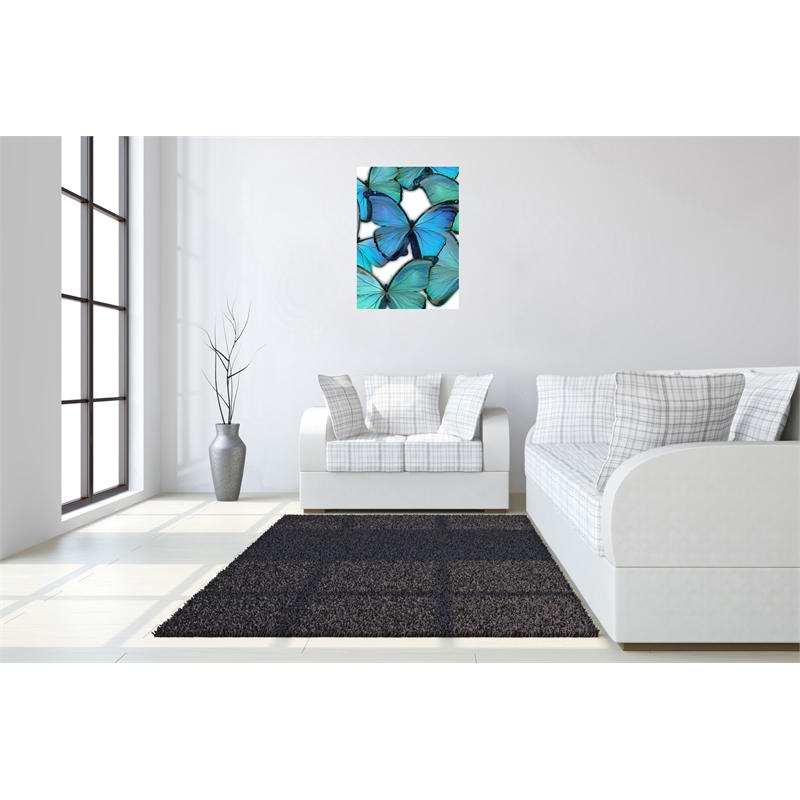 Azure & Verdant Butterfly Dance Canvas Wall Art - 16