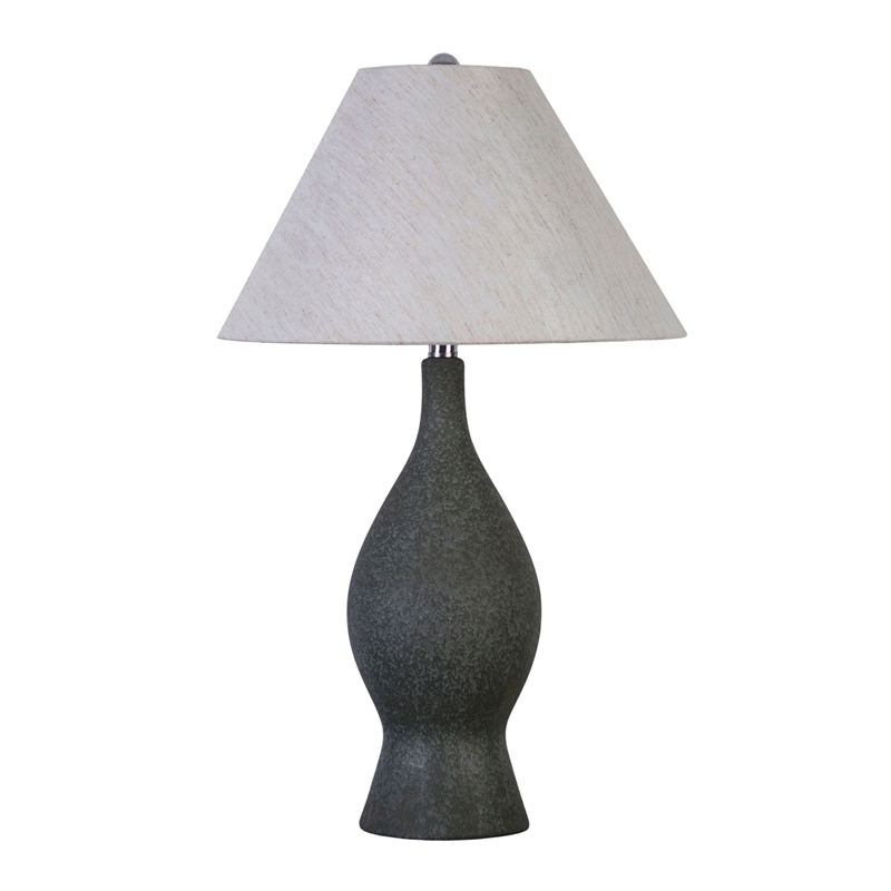 Cerulean Elegance Ceramic Table Lamp - Blue Grey - Set of 2 - Metal