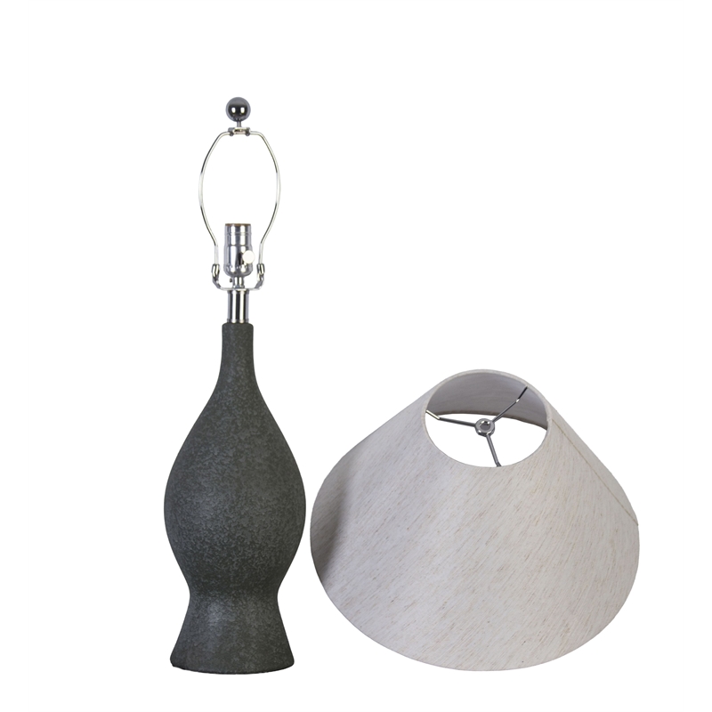 Cerulean Elegance Ceramic Table Lamp - Blue Grey - Set of 2 - Metal