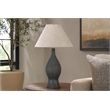 Cerulean Elegance Ceramic Table Lamp - Blue Grey - Set of 2 - Metal