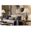 Cerulean Elegance Ceramic Table Lamp - Blue Grey - Set of 2 - Metal