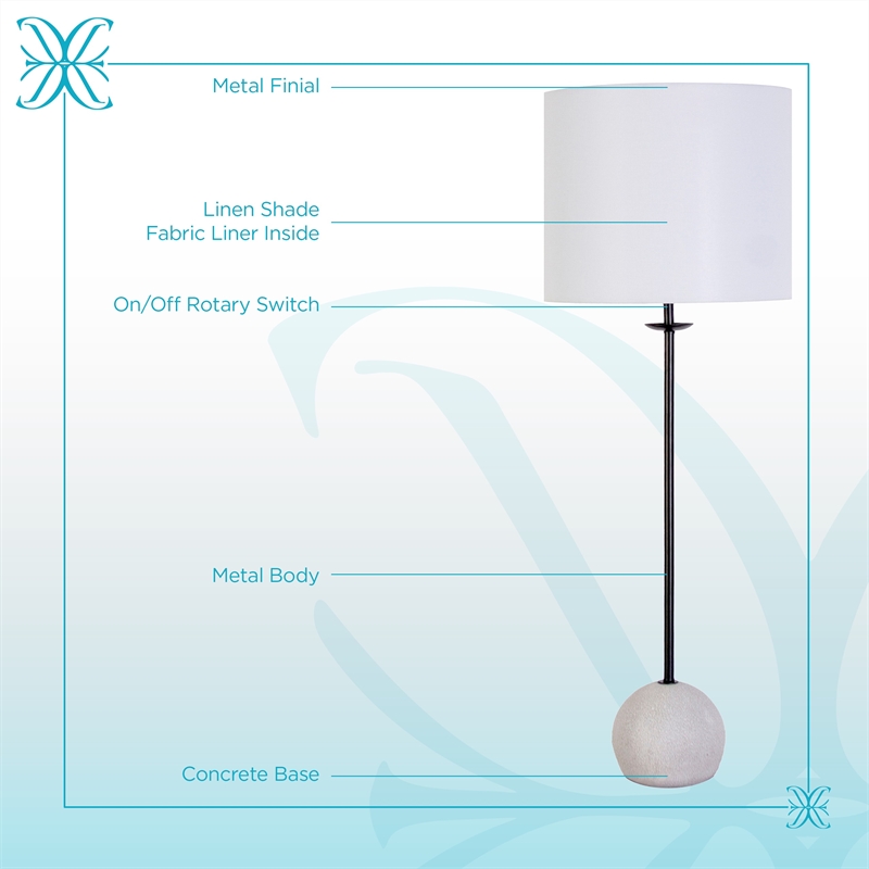 Urban Sphere Concrete Table Lamp - Matte Black - Set of 2 - Metal