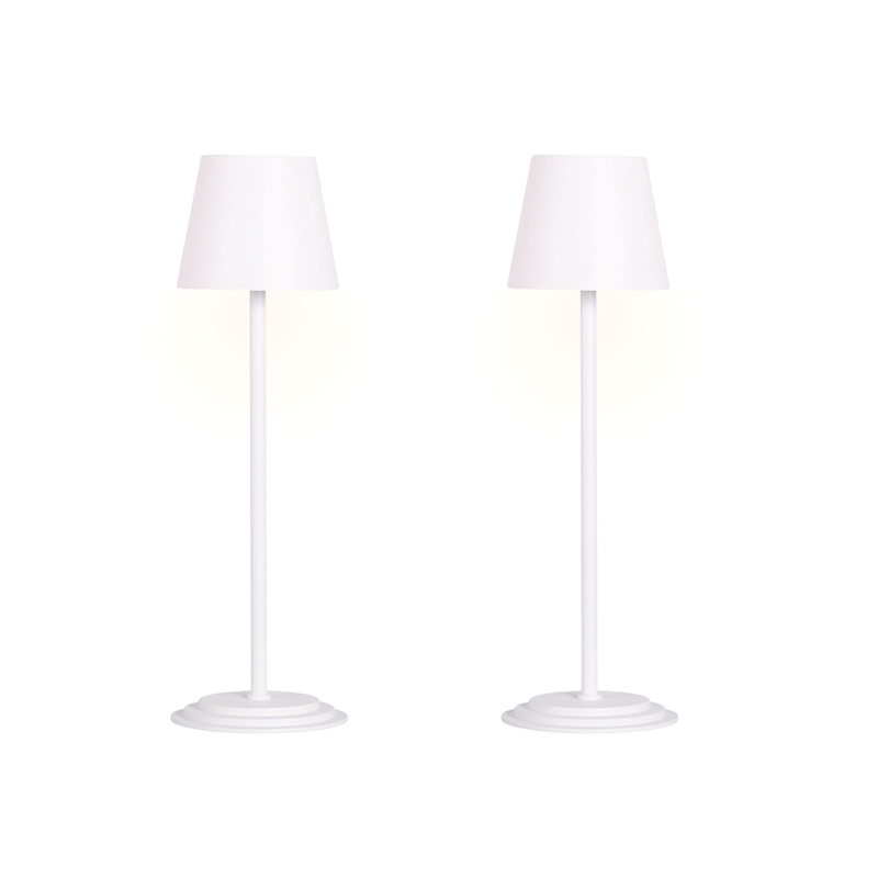 Eclipse Aura Rechargeable LED Metal Table Lamp - White - Set of 2