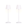 Eclipse Aura Rechargeable LED Metal Table Lamp - White - Set of 2