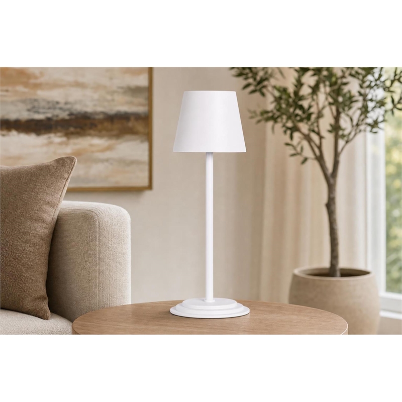 Eclipse Aura Rechargeable LED Metal Table Lamp - White - Set of 2