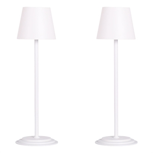 Eclipse Aura Rechargeable LED Metal Table Lamp - White - Set of 2
