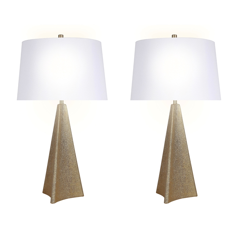 Golden Apex Ceramic Table Lamp - Electroplated Gold - Set of 2 - Metal