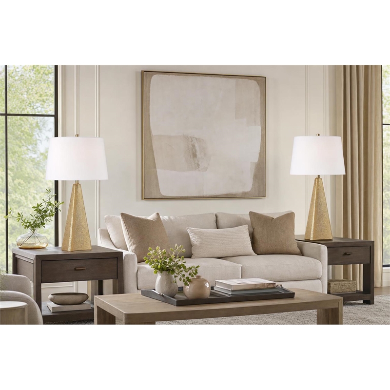 Golden Apex Ceramic Table Lamp - Electroplated Gold - Set of 2 - Metal