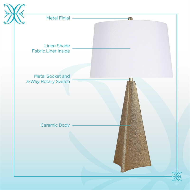 Golden Apex Ceramic Table Lamp - Electroplated Gold - Set of 2 - Metal