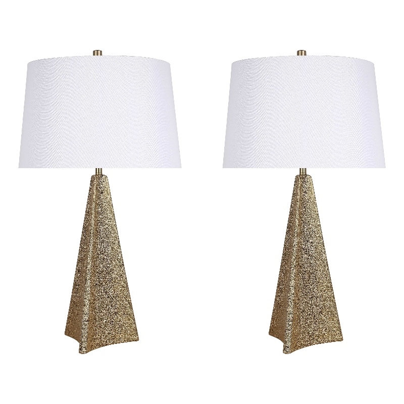Golden Apex Ceramic Table Lamp - Electroplated Gold - Set of 2 - Metal