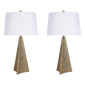 Golden Apex Ceramic Table Lamp - Electroplated Gold - Set of 2 - Metal