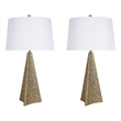 Golden Apex Ceramic Table Lamp - Electroplated Gold - Set of 2 - Metal