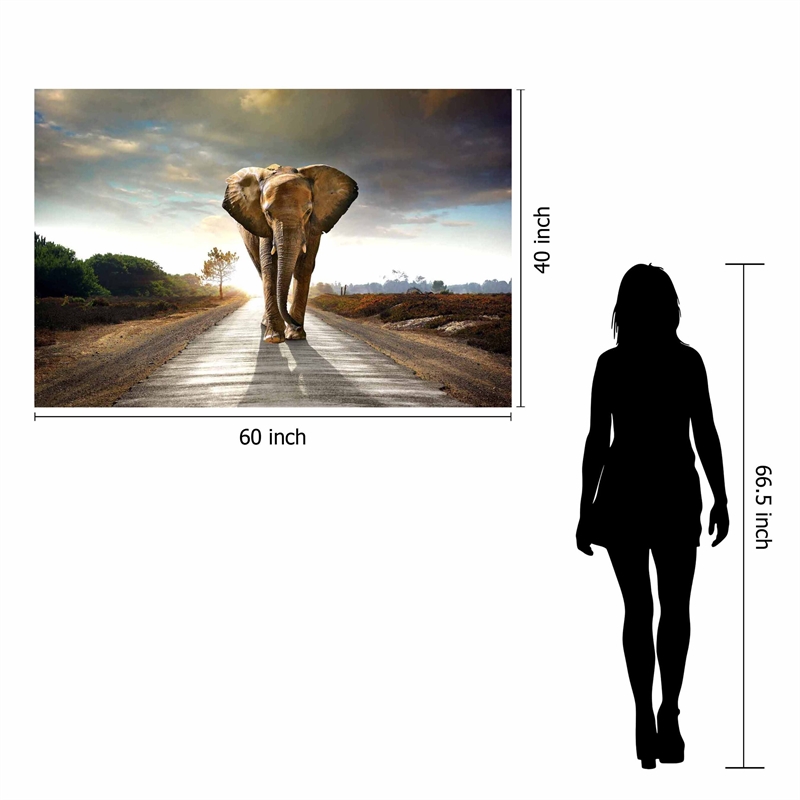 Elephant Journey Frameless Tempered Glass Wall Art - Multicolor