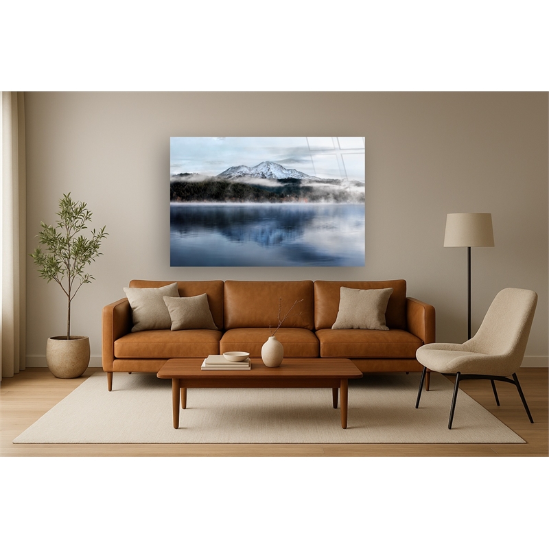 Mountain Lake Frameless Tempered Glass Wall Art - 60
