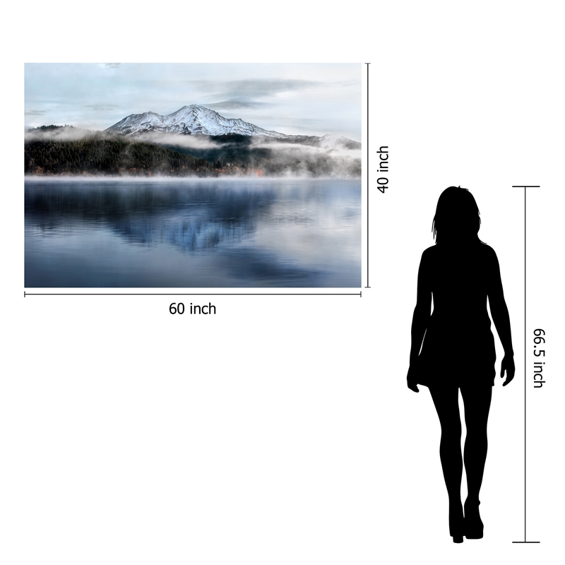 Mountain Lake Frameless Tempered Glass Wall Art - 60