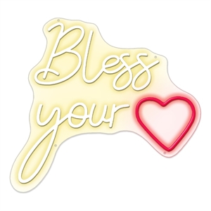 Bless Your Heart Neon Sign - 23&quot x 24&quot - Neon White - Acrylic