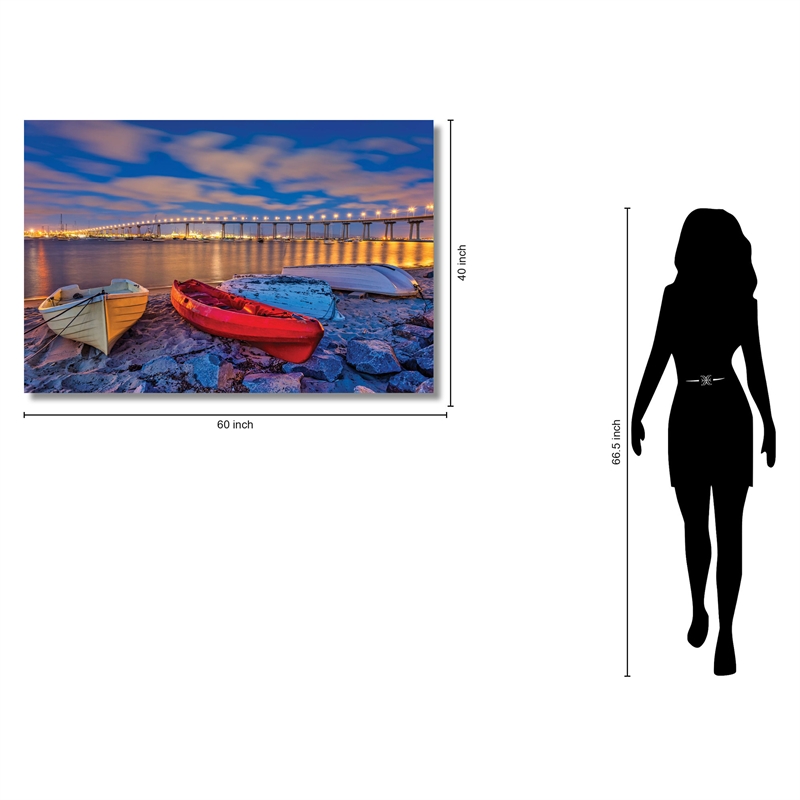 San Diego Coronado Bridge Frameless Tempered Glass Wall Art - Multicolor