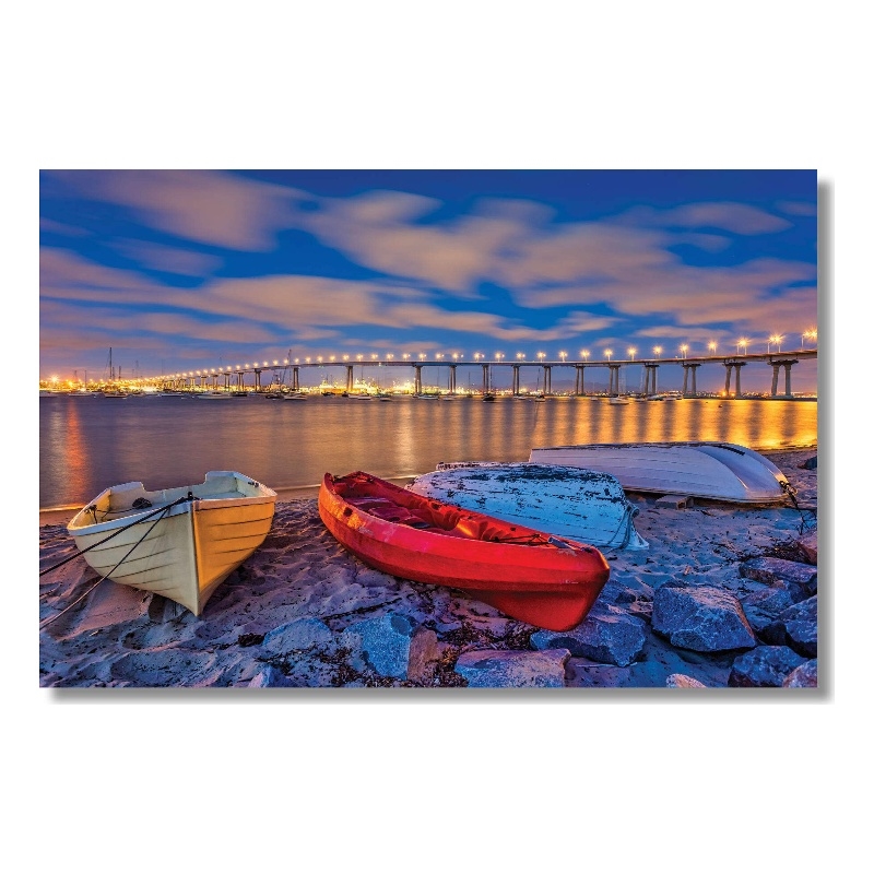 San Diego Coronado Bridge Frameless Tempered Glass Wall Art - Multicolor
