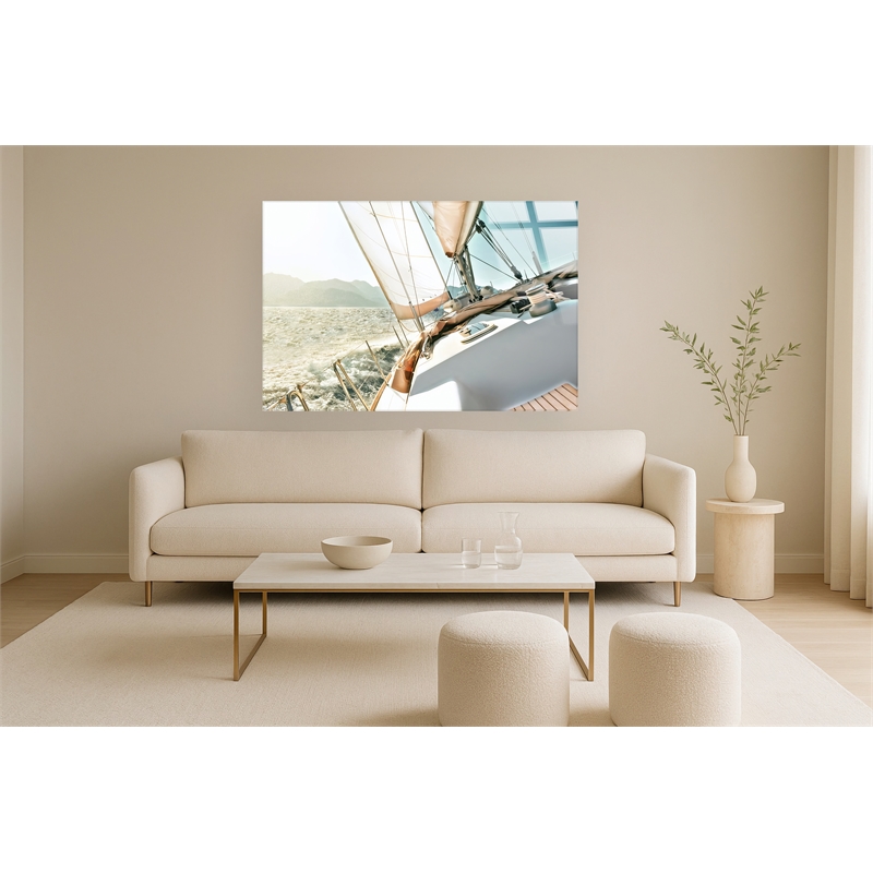 Sailing Serenity Frameless Tempered Glass Wall Art - Multicolor