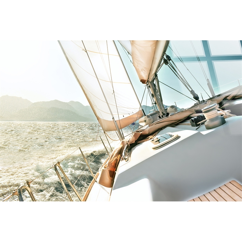 Sailing Serenity Frameless Tempered Glass Wall Art - Multicolor