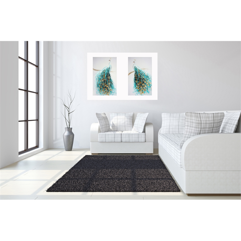 Opulent Peacock Pair in Teal & Gold Canvas Wall Art - Multicolor