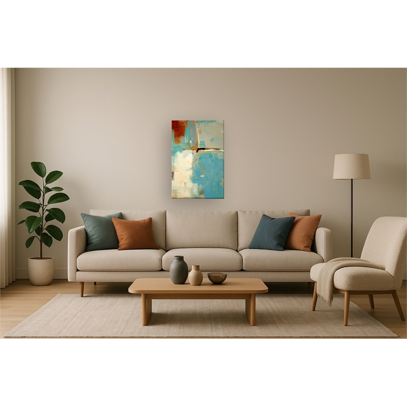 Turquoise Horizon Modern Abstract Canvas Wall Art - 24