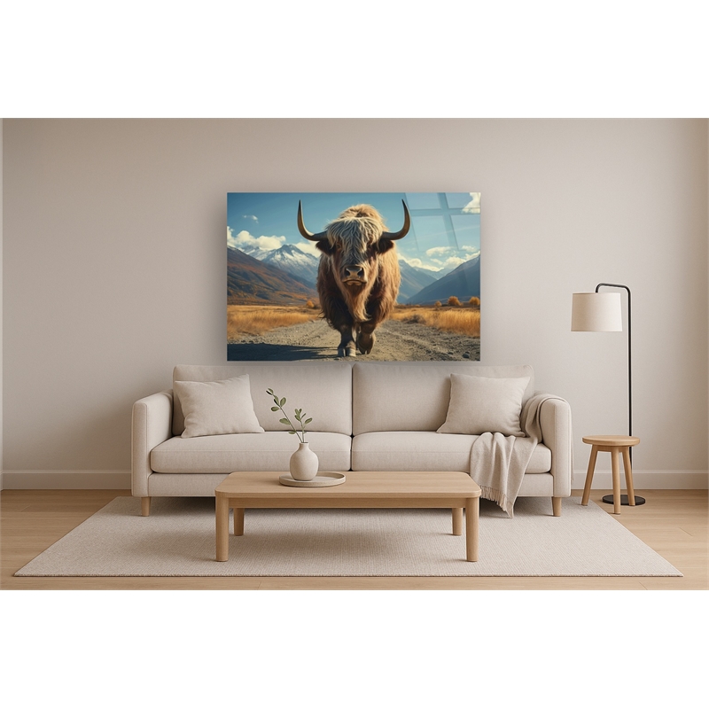 Highway Cow Frameless Tempered Glass Wall Art - 60