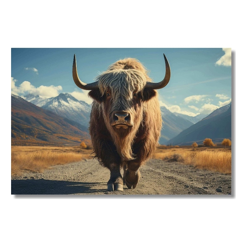 Highway Cow Frameless Tempered Glass Wall Art - 60