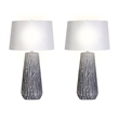 Textured Elegance Ceramic Table Lamp - Grey - Set of 2 - Metal