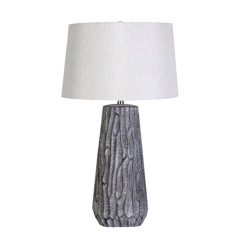 Textured Elegance Ceramic Table Lamp - Grey - Set of 2 - Metal